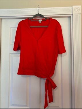 a new day Red V-Neck Tie-Front Women’s Top